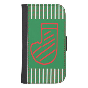 Red Green Christmas Stocking on Green Galaxy S4 Wallet Case