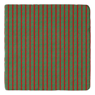 Red Green Christmas Stocking on Green Trivet