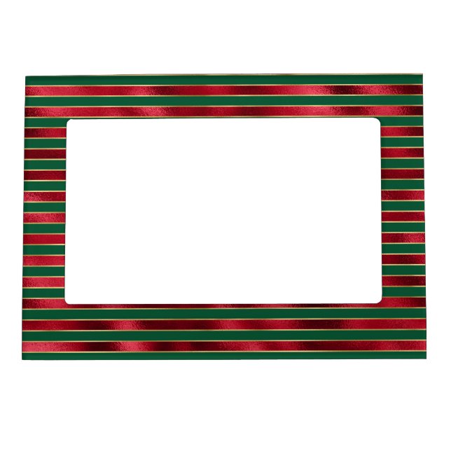 RED & GREEN CHRISTMAS STRIPES MAGNETIC FRAME (Front)
