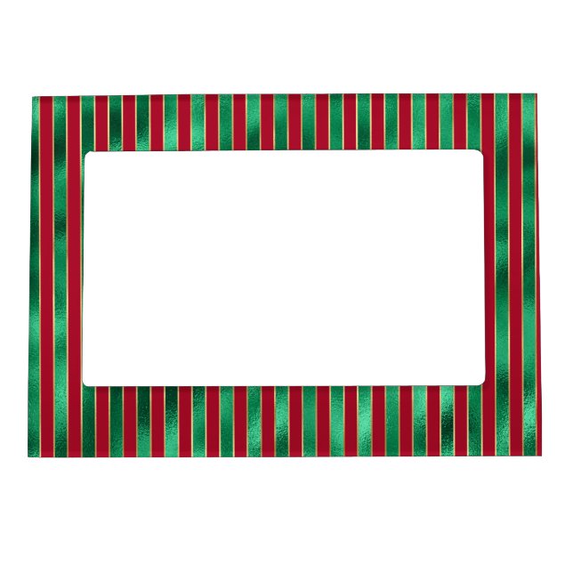 RED & GREEN CHRISTMAS STRIPES MAGNETIC FRAME (Front)