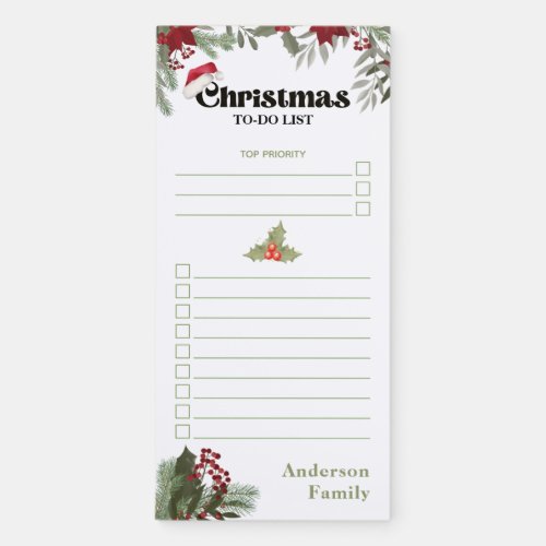 Red  Green Christmas To Do List Magnetic Notepad