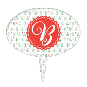 Red & Green Christmas tree Cake Topper