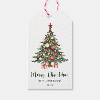 Red Green Christmas Tree Chic Merry Christmas Gift Tags