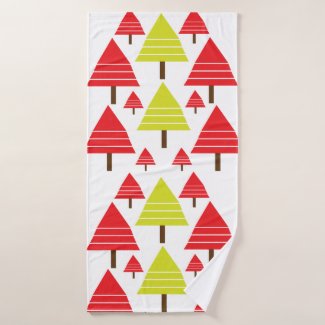 Red Green Christmas Tree Modern Cute Pattern