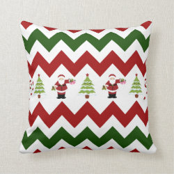 Red Green Christmas Tree Santa Chevron Pillow