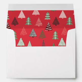Red Green Christmas Trees Envelope