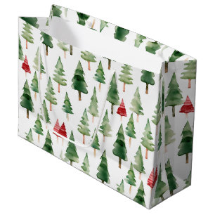 Red Green Christmas Trees Large Gift Bag