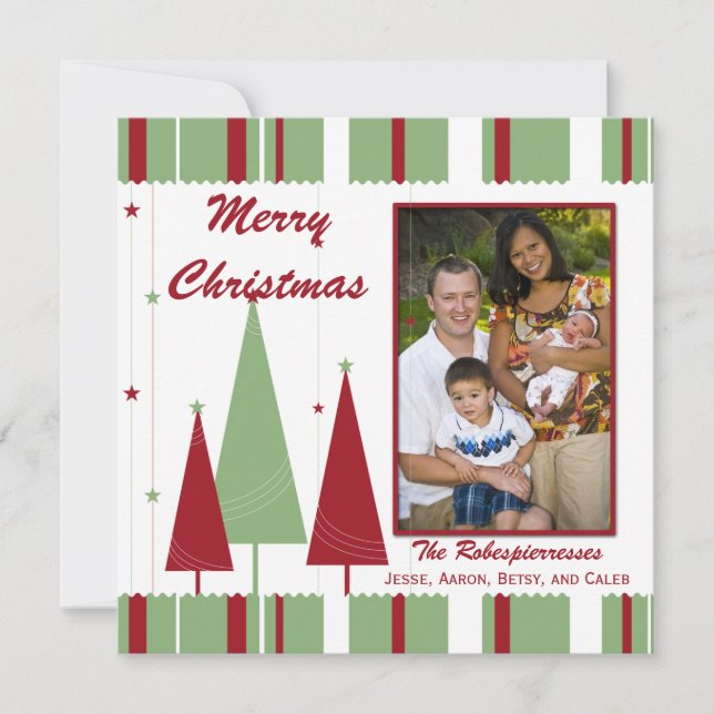 Red Green Christmas Trees Photo Holiday Greeting (Front)