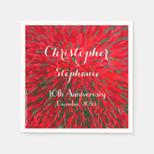 Red Green Christmas Wedding Anniversary Party Paper Napkins