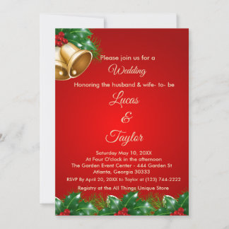 Red & Green Christmas Wedding Invitation