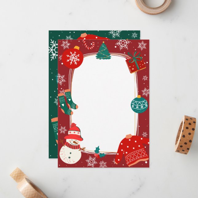 Red green christmas wonderland  note card (Front/Back In Situ)