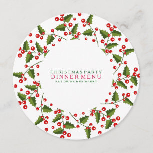 Red & Green Christmas Wreath Dinner Party Menu