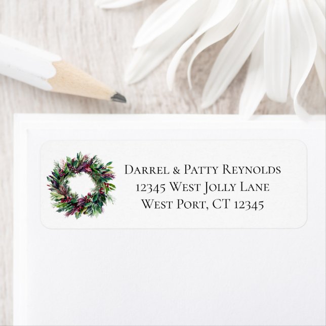 Red Green Christmas Wreath  Label (Insitu)