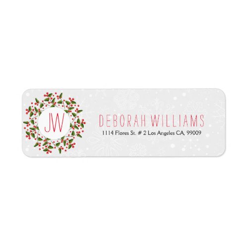 Red  Green Christmas Wreath Label