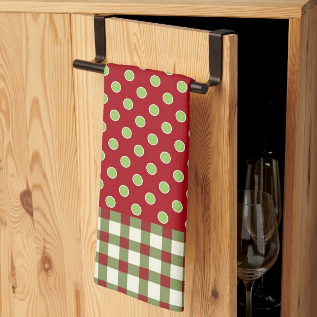 Red & Green Christmasy Microfiber Kitchen Towel (Thirds Fold)