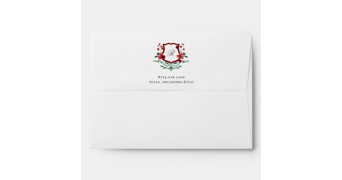 Red & Green Classic Christmas Crest Envelope | Zazzle