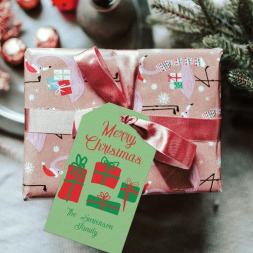 Red  Green Color Changeable Gifts Merry Christmas Gift Tags