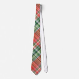 Red/Green Color Christmas Plaid Pattern Men's Tie