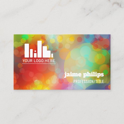 Red Green Colorful Bokeh Your Logo Business Card