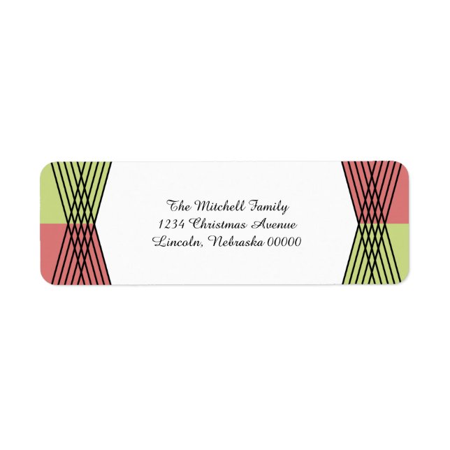 Red Green Colorful Deco Address Labels (Front)