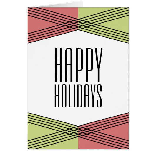 Red Green Colorful Deco Holiday Card (Front)