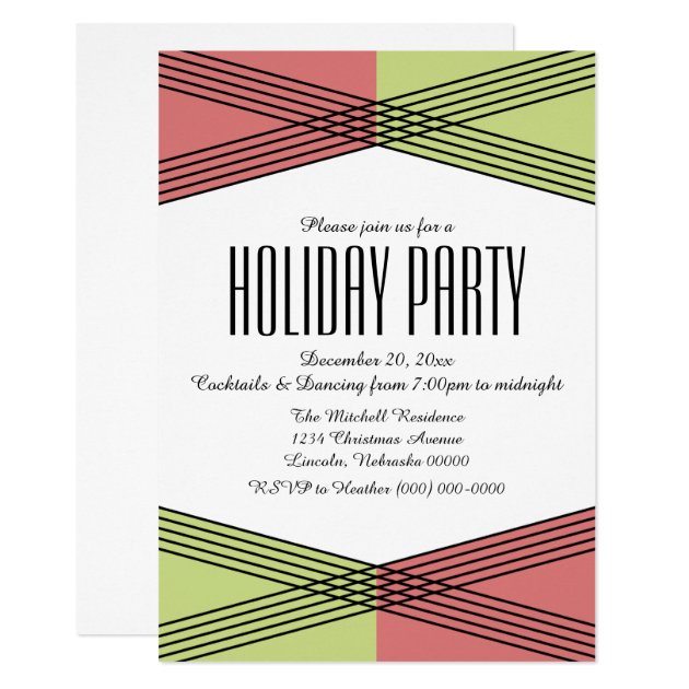 Red Green Colorful Deco Holiday Party Invite