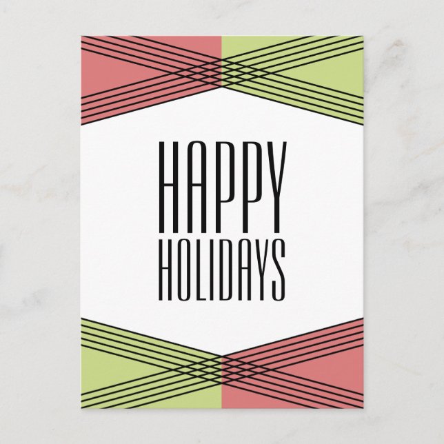 Red Green Colorful Deco Holiday Postcard (Front)