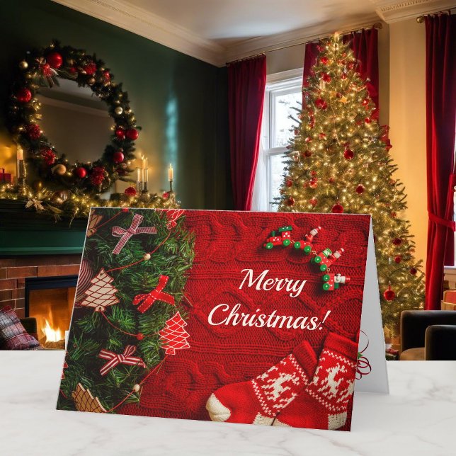 Red & Green Country Christmas Your Text Happy Holiday Card (Creator Uploaded)