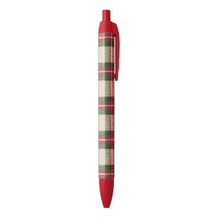 Red Green Cream Plaid Stripes Christmas Pen