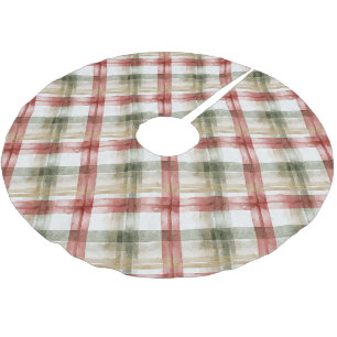 Red Green Cream Stripes Christmas Brushed Polyester Tree Skirt