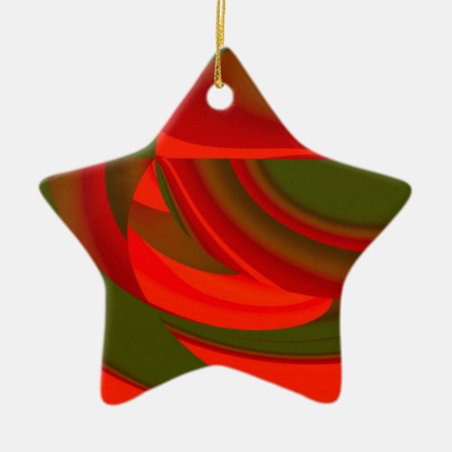 Red  Green Cubist Abstract Ceramic Ornament