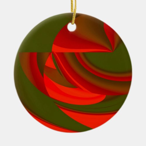 Red  Green Cubist Abstract Ceramic Ornament