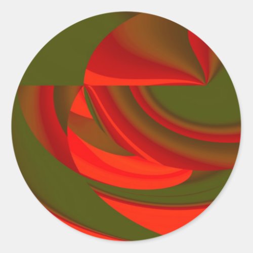Red  Green Cubist Abstract Classic Round Sticker
