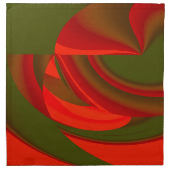 Red & Green Cubist Abstract Cloth Napkin (Front)