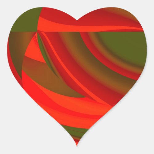 Red  Green Cubist Abstract Heart Sticker