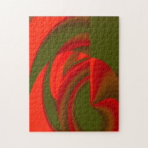 Red  Green Cubist Abstract Jigsaw Puzzle
