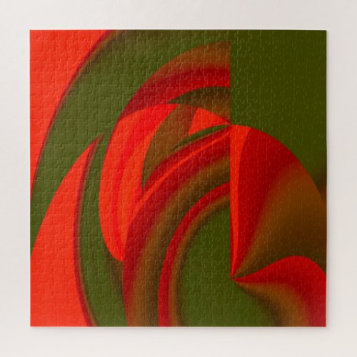 Red  Green Cubist Abstract Jigsaw Puzzle