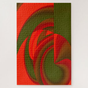 Red & Green Cubist Abstract Jigsaw Puzzle