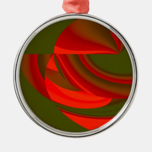 Red  Green Cubist Abstract Metal Ornament