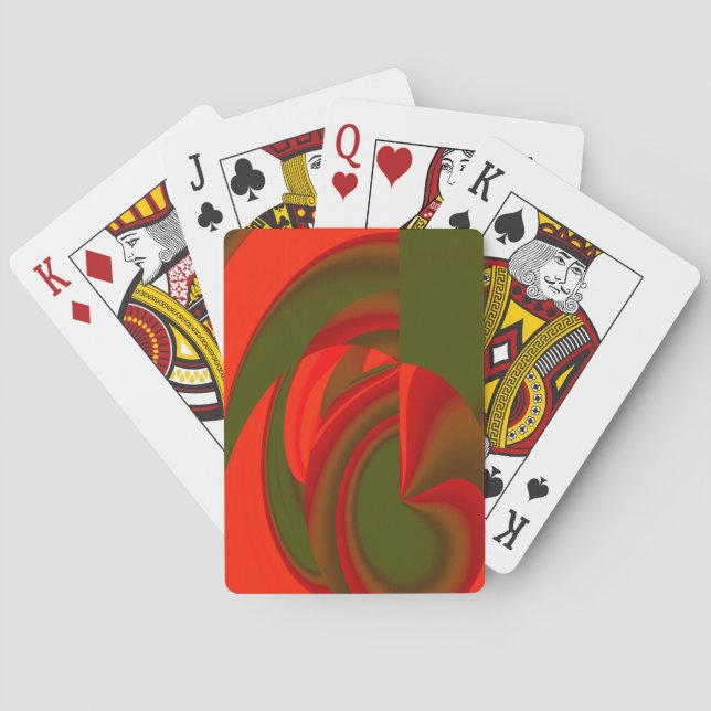 Red & Green Cubist Abstract Poker Cards (Back)