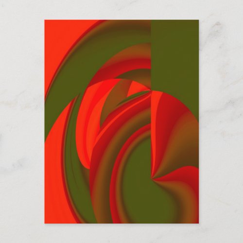 Red  Green Cubist Abstract Postcard