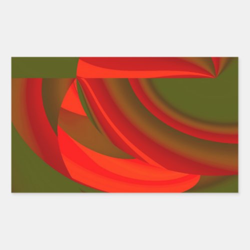 Red  Green Cubist Abstract Rectangular Sticker
