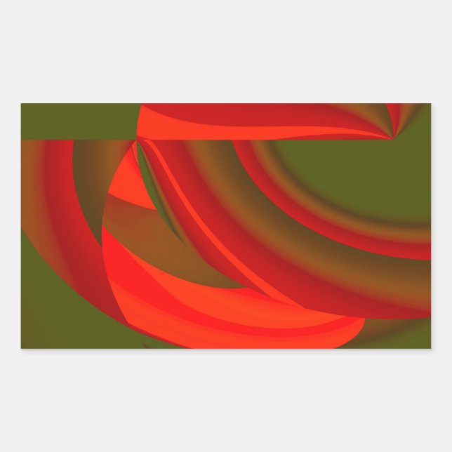 Red & Green Cubist Abstract Rectangular Sticker (Front)