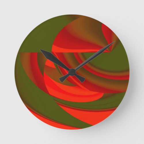 Red  Green Cubist Abstract Round Clock