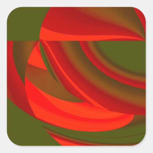 Red  Green Cubist Abstract Square Sticker