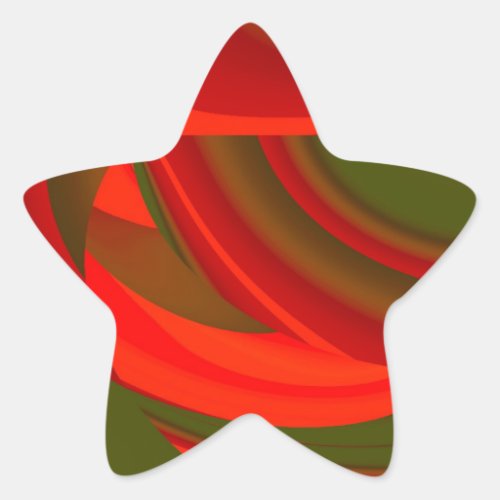 Red  Green Cubist Abstract Star Sticker