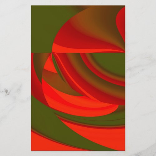 Red  Green Cubist Abstract Stationery