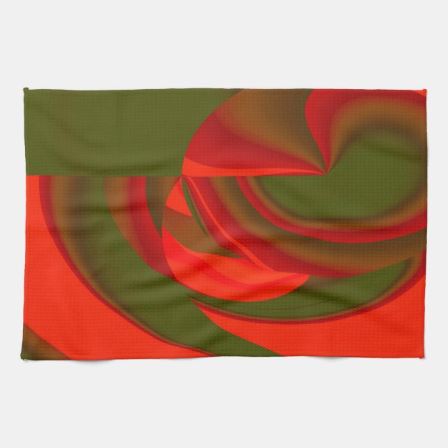 Red & Green Cubist Abstract Towel (Horizontal)