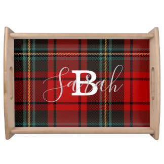 Red & Green Custom Plaid Checkered Scotland Serving Tray
