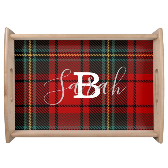 Red & Green Custom Plaid Checkered Scotland  Serving Tray (Front)